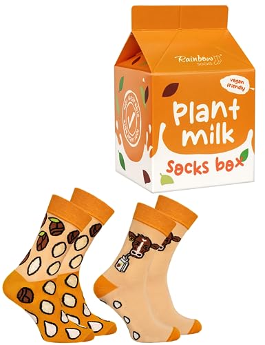 Rainbow Socks - Damen Herren Lustige Pflanzenmilch Socken - Novelty Socken Für Liebhaber von Pflanzenmilch und Veganer - Plant Milk Socks Box - 2 Paar - Größen EU 41-46 von Rainbow Socks