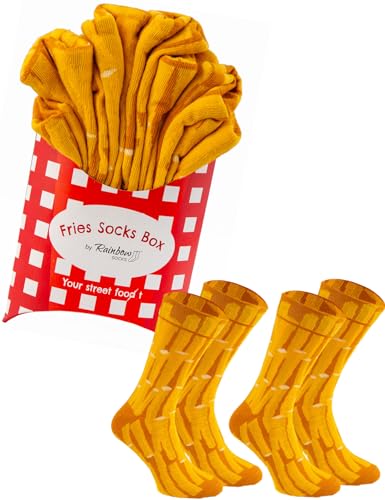 Rainbow Socks - Damen Herren Lustige Pommes Frites Socken Box Geschenk- 2 Paar - Größen 41-46 von Rainbow Socks