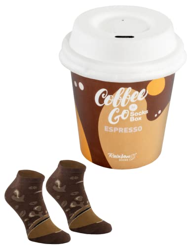 Rainbow Socks - Damen Herren Lustige Sockendose Kaffeesocken für sie und für ihn Espresso Geschenk - 1 Paare - Größen 36-40 von Rainbow Socks