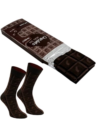 Rainbow Socks - Damen Herren Lustige Tafel Schokolade Socken - 1 Paar - Dunkle Schokolade - Größen 47-50 von Rainbow Socks