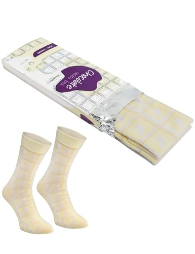 Rainbow Socks - Damen Herren Lustige Tafel Schokolade Socken - 1 Paar - Weiße Schokolade - Größen 47-50 von Rainbow Socks