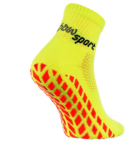 Rainbow Socks - Damen Herren Neon Sneaker Sport Stoppersocken - 1 Paar - Gelb - Größen 39-41 von Rainbow Socks