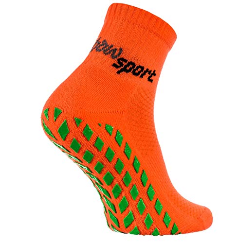 Rainbow Socks - Damen Herren Neon Sneaker Sport Stoppersocken - 1 Paar - Orange - Größen 47-50 von Rainbow Socks