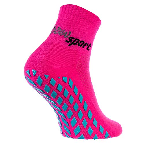 Rainbow Socks - Neo ABS Sport Socks - Damen Herren Neon Sneaker Sport Stopper Socken - 1 Paar - Rosa - Größen 36-38 von Rainbow Socks