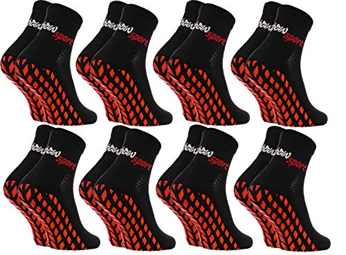 Rainbow Socks - Neo ABS Sport Socks - Damen Herren Neon Sneaker Sport Stopper Socken - 8 Paar - Schwarz - Größen 39-41 von Rainbow Socks