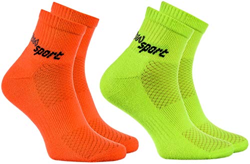 Rainbow Socks - Damen Herren Neon Sneaker Sportsocken - 2 Paar - Orange Grün - Größen 39-41 von Rainbow Socks
