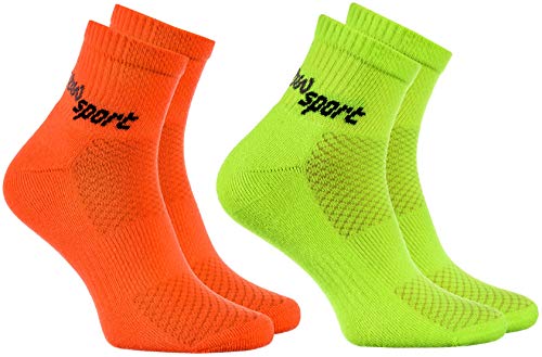 Rainbow Socks - Damen Herren Neon Sneaker Sportsocken - 2 Paar - Orange Grün - Größen 42-43 von Rainbow Socks