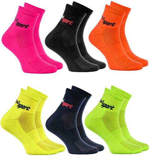 Rainbow Socks - Damen Herren Neon Sneaker Sportsocken - 6 Paar - Mehrfarbig - Größen 44-46 von Rainbow Socks