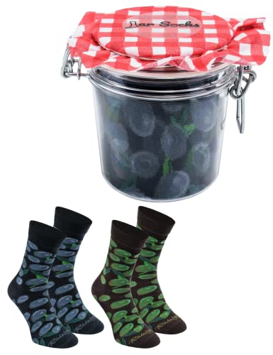 Rainbow Socks - Damen Herren - Oliven Socken im Glas - Geschenk Idee - 2 Paar - Schwarze und Grüne Oliven - Größen 41-46 von Rainbow Socks