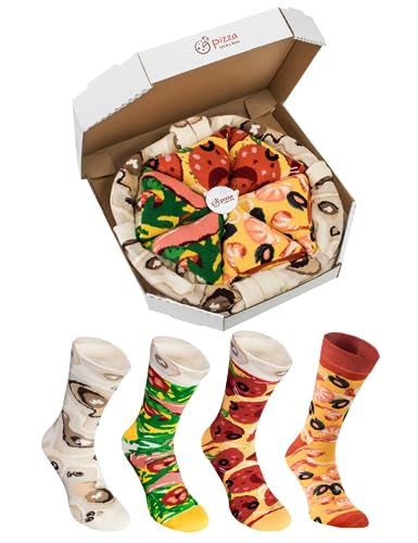 Rainbow Socks - Damen Herren - Pizza Socken Box Meeresfrüchte Pepperoni Italienische - 4 Paar - Größen 47-50 von Rainbow Socks
