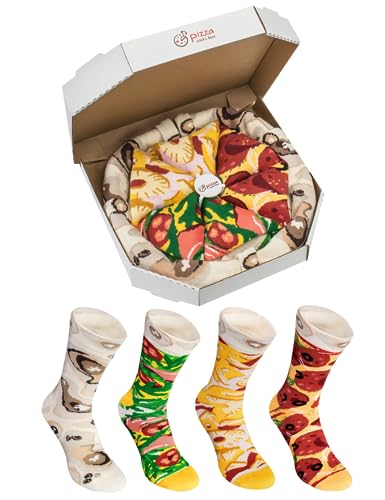 Rainbow Socks - Pizza Socks Box - Damen Herren Pizza Socken Box Mix Italienische Hawaii Pepperoni - 4 Paar - Größen 47-50 von Rainbow Socks