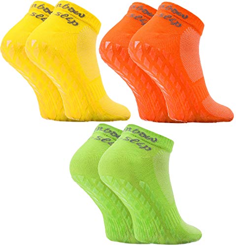 Rainbow Socks - Damen Herren Quarter Sport Socken ABS - 3 Paar - Gelb Grün Orange - Größen EU 36-38 von Rainbow Socks