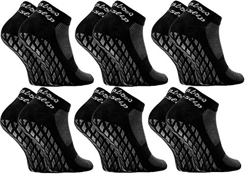 Rainbow Socks - Damen Herren Quarter Sport Socken ABS - 6 Paar - Schwarz - Größen EU 42-43 von Rainbow Socks