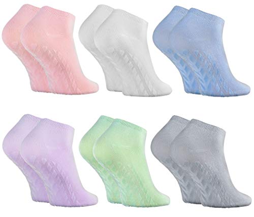 Rainbow Socks - Damen Herren Sneaker Bambus Stoppersocken - 6 Paar - Violett Rosa Weiß Türkis Grün Grau - Größen 36-38 von Rainbow Socks