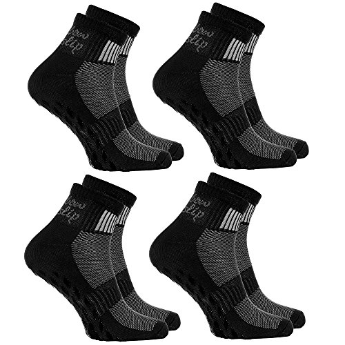 Rainbow Socks - Damen Herren Sneaker Baumwolle Antirutsch Sport Stoppersocken - 4 Paar - Schwarz - Größen 44-46 von Rainbow Socks