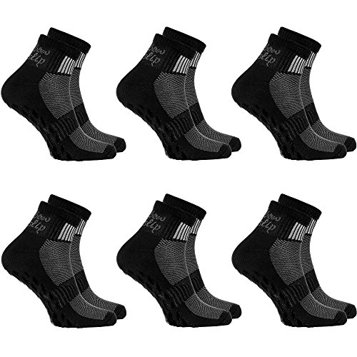 Rainbow Socks - Damen Herren Sneaker Baumwolle Antirutsch Sport Stoppersocken - 6 Paar - Schwarz - Größen 47-50 von Rainbow Socks