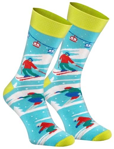 Rainbow Socks - Damen Herren Weihnachtssocken - Novelty Geschenk für Christmas - Skier - 1 Paar - Größen EU 41-46 von Rainbow Socks