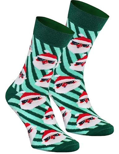 Rainbow Socks - Damen Herren Weihnachtssocken - Novelty Geschenk für Christmas - Weihnachtsmann - 1 Paar - Größen EU 36-40 von Rainbow Socks