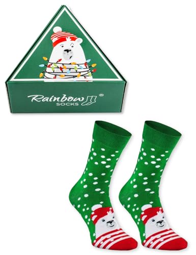 Rainbow Socks - Damen Herren Weihnachtssocken in einer Geschenkbox - Christmas Socks In Box - 1 Paar von Rainbow Socks