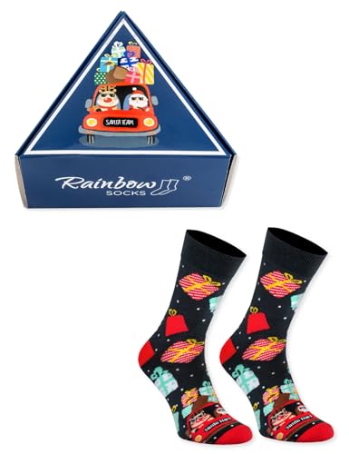 Rainbow Socks - Damen Herren Weihnachtssocken in einer Geschenkbox - Christmas Socks In Box - 1 Paar von Rainbow Socks
