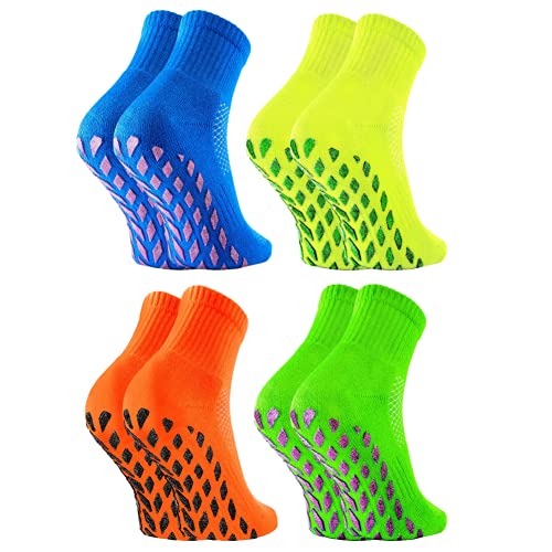 Rainbow Socks - Damen Neon Sneaker Sport Brokaten Stoppersocken - 2 Paar - Gelb Grün Orange Kornblume - Größen 36-38 von Rainbow Socks