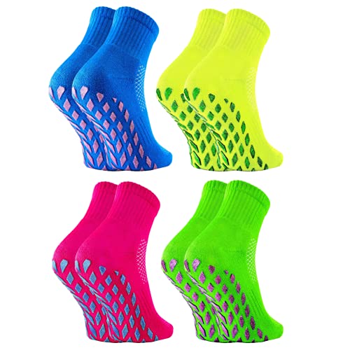 Rainbow Socks - Damen Neon Sneaker Sport Brokaten Stoppersocken - 2 Paar - Gelb Grüne Fuchsia Kornblume - Größen 36-38 von Rainbow Socks