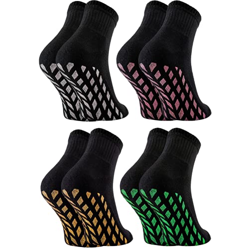Rainbow Socks - Damen Neon Sneaker Sport Brokaten Stoppersocken - 2 Paar - Schwarz+Silber Rosa Golden Grün ABS - Größen 36-38 von Rainbow Socks