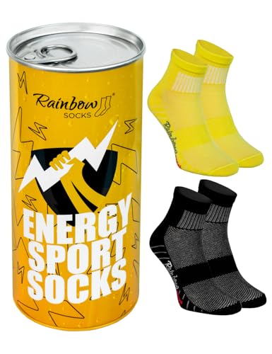 Rainbow Socks - Energy Drink Sport Socks - Damen Herren Sportsocken in der Verpackung einer Energy-Drink-Dose - Novelty Socken Geschenk - 2 Paar - Größen EU 42-43 von Rainbow Socks