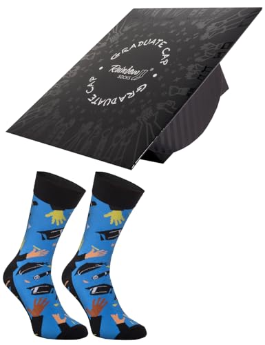 Rainbow Socks - Graduation Cap Doktorhut Box Socken - Damen Herren Geschenk Socken für einen Hochschulabsolventen - 1 Paar - Größen 36-40 von Rainbow Socks