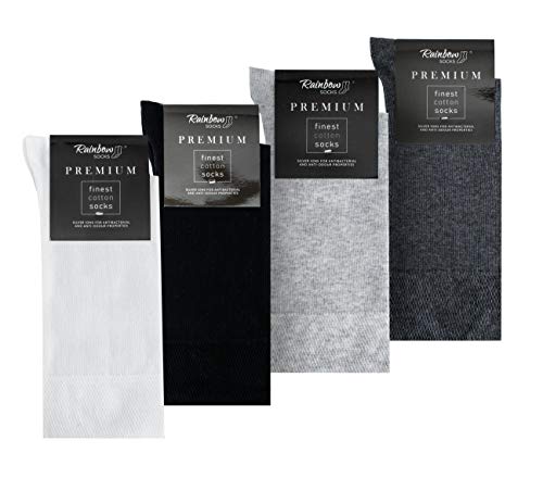 Rainbow Socks - Herren Premium Antibakterielle Business-Socken mit Silberionen - Weiß Schwarz Hellgrau Anthrazit - Größen 44-46 von Rainbow Socks