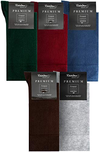 Rainbow Socks - Herren Premium Antibakterielle Business-Socken mit Silberionen - Flaschengrün Dunkelrot Jeansfarbig Braun Hellgrau - Größen 44-46 von Rainbow Socks