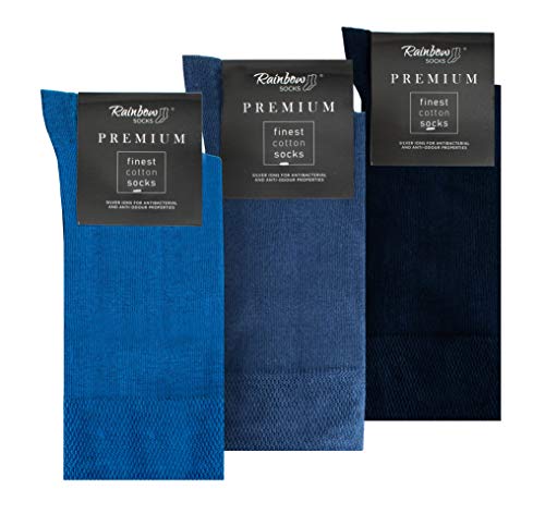 Rainbow Socks - Herren Premium Antibakterielle Business-Socken mit Silberionen - Blau Jeansfarbig Dunkelblau - Größen 47-50 von Rainbow Socks