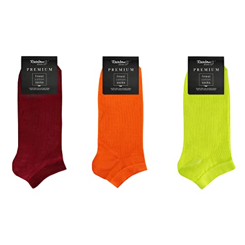 Rainbow Socks - Herren Premium Antibakterielle Sneaker-Socken mit Silberionen - 3 Paar - Burgund Orange Zitron - Größen 42-43 von Rainbow Socks