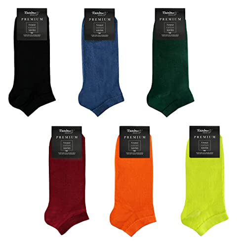 Rainbow Socks - Herren Premium Antibakterielle Sneaker-Socken mit Silberionen - 6 Paar - Schwarz Jeans Abgefülltgrüne Burgund Orange Zitrone - Größen 47-50 von Rainbow Socks