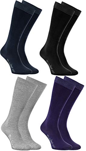 Rainbow Socks - Jungen Mädchen Baumwolle Kniestrümpfe - 4 Paar - Schwarz Grau Blau Violett - Größen 30-35 von Rainbow Socks
