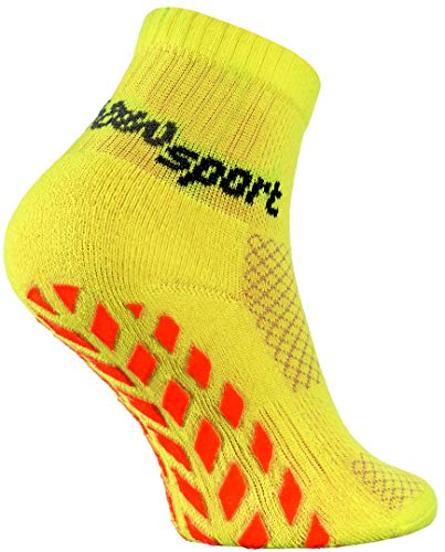 Rainbow Socks - Jungen Mädchen Neon Sneaker Sport Stoppersocken - 1 Paar - Gelb - Größen 24-29 von Rainbow Socks