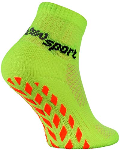 Rainbow Socks - Jungen Mädchen Neon Sneaker Sport Stoppersocken - 1 Paar - Grün - Größen 30-35 von Rainbow Socks