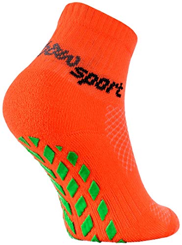 Rainbow Socks - Jungen Mädchen Neon Sneaker Sport Stoppersocken - 1 Paar - Orange - Größen 24-29 von Rainbow Socks