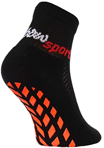 Rainbow Socks - Jungen Mädchen Neon Sneaker Sport Stoppersocken - 1 Paar - Schwarz - Größen 24-29 von Rainbow Socks