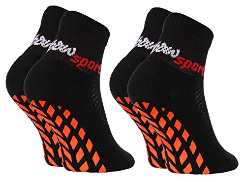Rainbow Socks - Jungen Mädchen Neon Sneaker Sport Stoppersocken - 2 Paar - Schwarz - Größen 24-29 von Rainbow Socks