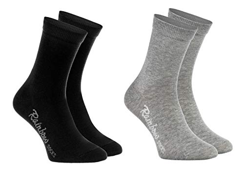 Rainbow Socks - Jungen und Mädchen Bunt Socken Baumwolle - 2 Paar Multipack - Schwarz Grau - Größen 30-35 von Rainbow Socks