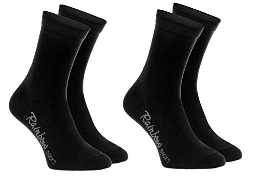 Rainbow Socks - Jungen und Mädchen Bunt Socken Baumwolle - 2 Paar Multipack - Schwarz - Größen 30-35 von Rainbow Socks