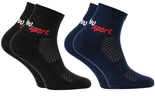 Rainbow Socks - Jungen und Mädchen Neon Sneaker Sportsocken - 2 Paar - Schwarz Blau - Größen 24-29 von Rainbow Socks