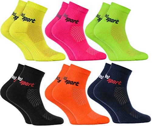 Rainbow Socks - Jungen und Mädchen Neon Sneaker Sportsocken - 6 Paar - Mehrfarbig - Größen 24-29 von Rainbow Socks