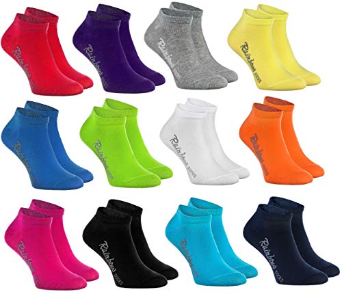 Rainbow Socks - Jungen und Mädchen Sneaker Socken Baumwolle - 12 Paar Multipack - Mehrfarbig - Größen 24-29 von Rainbow Socks