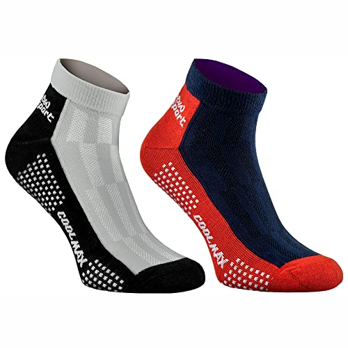 Rainbow Socks - Kurze Sportsocken Coolmax – Für Frauen und Männer – 2 Paare Grau und Rot - Größe 44-46 von Rainbow Socks