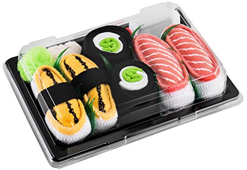 Rainbow Socks - Mädchen Jungen - Sushi Socken Tamago Lachs Gurken Maki - Lustige Geschenk - 3 Paar - Größen 24-29 von Rainbow Socks