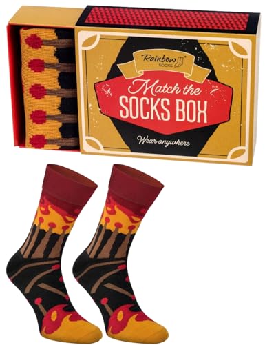 Rainbow Socks - Match Box Socks - Damen Herren Novelty Lustige Streichholzpackung Box Socken - 1 Paar - Größen 36-40 von Rainbow Socks