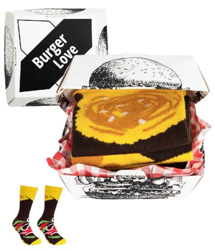 Rainbow Socks - Mini Burger Socks Box - Damen Herren Lustige Hamburger Socken - 1 Paar - Größe 36-40 von Rainbow Socks