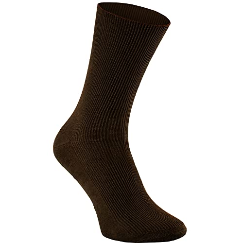 Rainbow Socks - Premium Damen Herren Diabetiker Socken Ohne Gummibund - 1 Paar - Braun - Größen 44-46 von Rainbow Socks